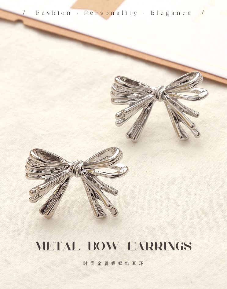 Stylish Metal Bow Earrings