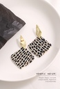 925 Silver Needle Checks Square Resin Earrings