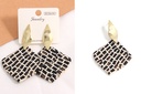 925 Silver Needle Checks Square Resin Earrings