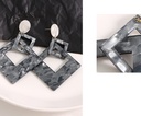 925 Silver Needle Marble Pattern Square Resin Earrings