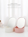 Oval Jewelry Box with Mirror (Pink/White)