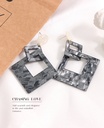 925 Silver Needle Marble Pattern Square Resin Earrings