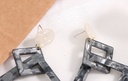 925 Silver Needle Marble Pattern Square Resin Earrings