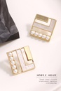 Elegant Shell Artificial Pearl Square Earrings