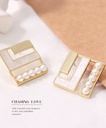 Elegant Shell Artificial Pearl Square Earrings
