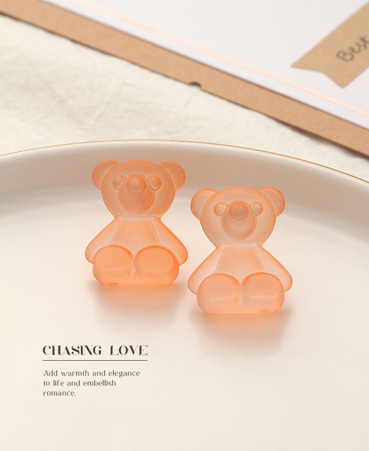 Cute Pink Bear Resin Earrings