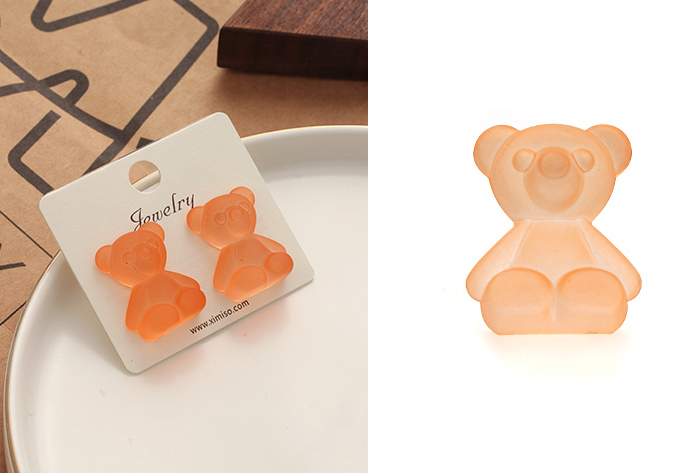 Cute Pink Bear Resin Earrings