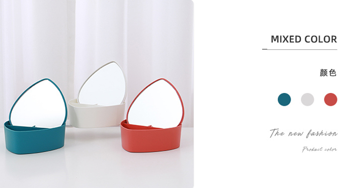 Heart-Shaped Makeup Mirror with Storage Box