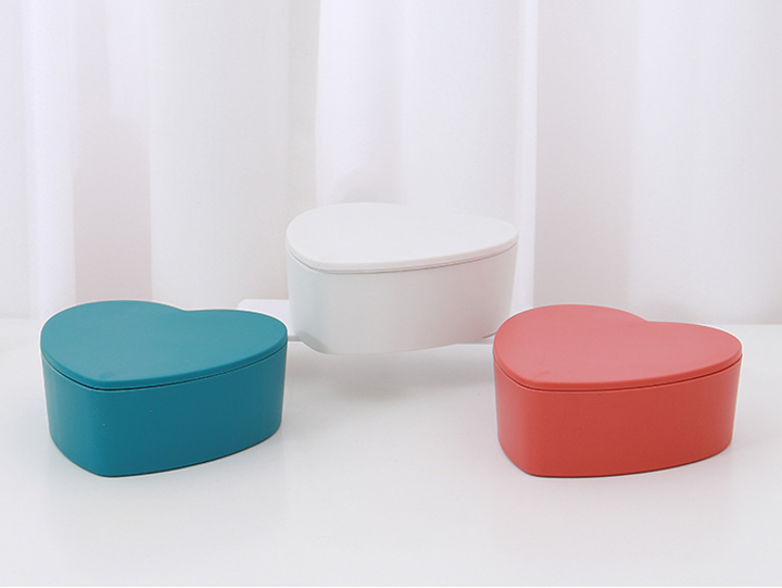 Heart-Shaped Makeup Mirror with Storage Box