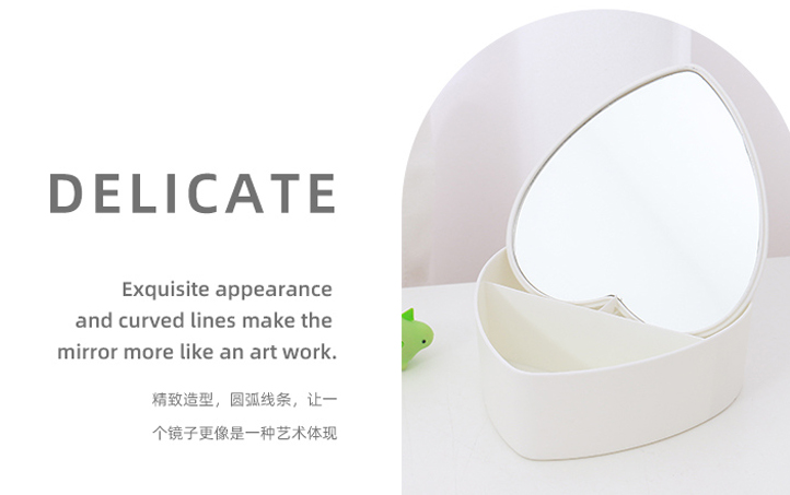 Heart-Shaped Makeup Mirror with Storage Box