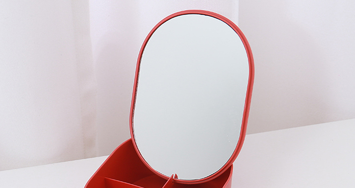 Oval Makeup Mirror with Storage Box