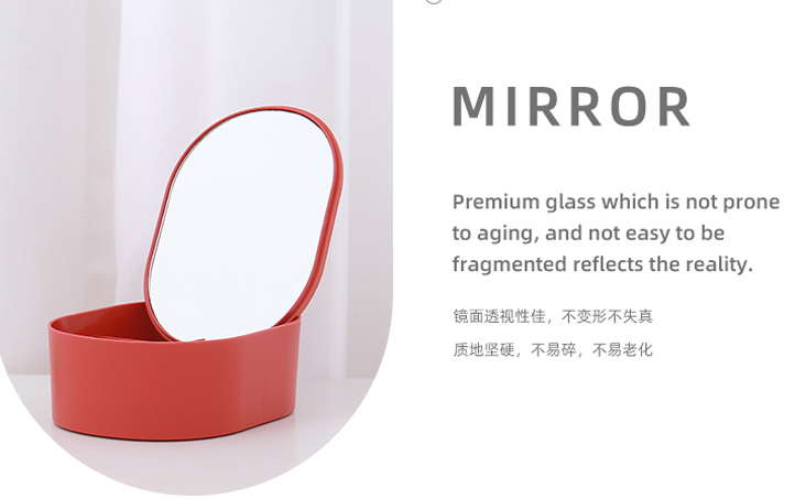 Oval Makeup Mirror with Storage Box