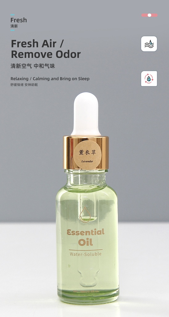 Cylinder Water-Soluble Essential Oil with Dropper (20ml/0.6fl.oz.) (Lavender)