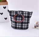 Plaid Handbag Purse with Wooden Handle