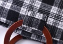 Plaid Handbag Purse with Wooden Handle