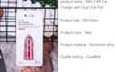 Mini 2.4A Car Charger with Dual USB Port (Red)