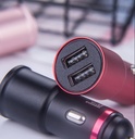 Mini 2.4A Car Charger with Dual USB Port (Gold)
