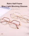 Retro Half Frame Blue Light Blocking Glasses