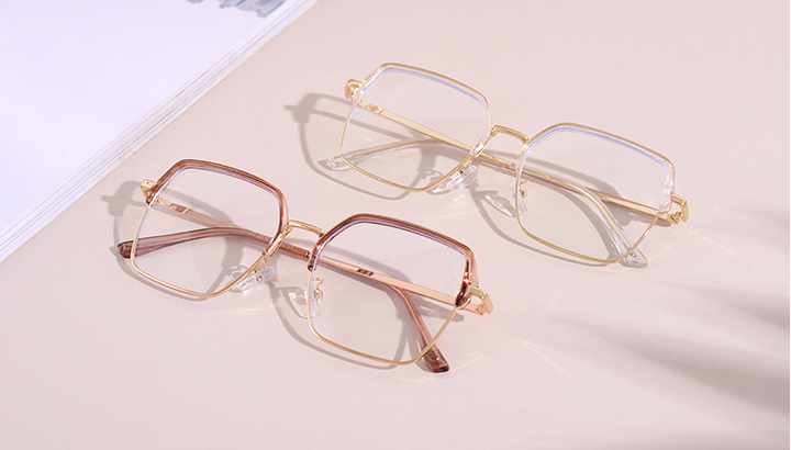 Retro Half Frame Blue Light Blocking Glasses