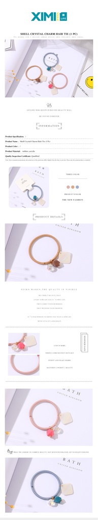 Shell Crystal Charm Hair Tie (1 Pc)