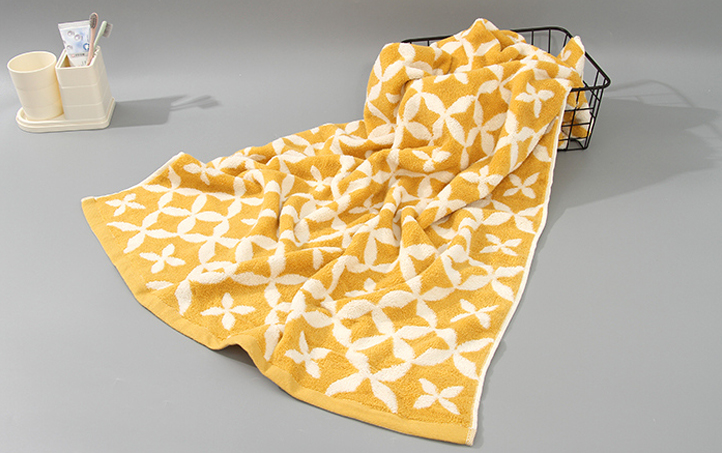 Geometry Pattern Bath Wrap Towel for Adults (Yellow)