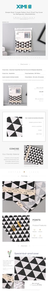 Simple Style Triangle Pattern Dust-Proof Top Cover for Refrigerator (Black&White