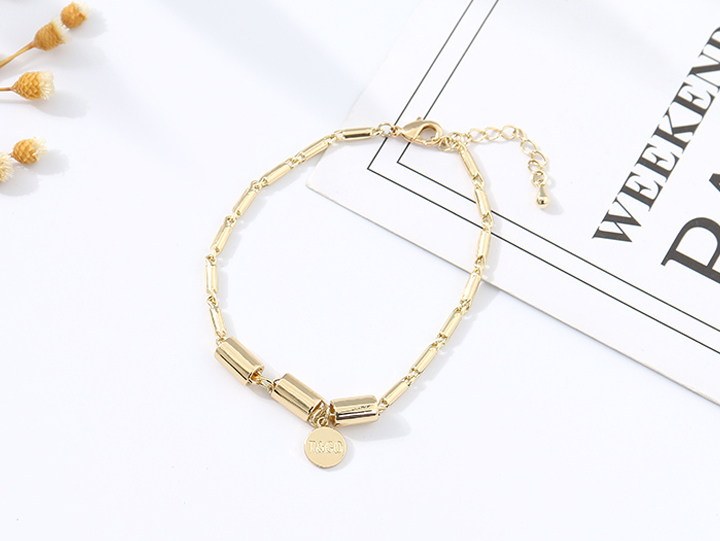 Letter Round Disc Bracelet