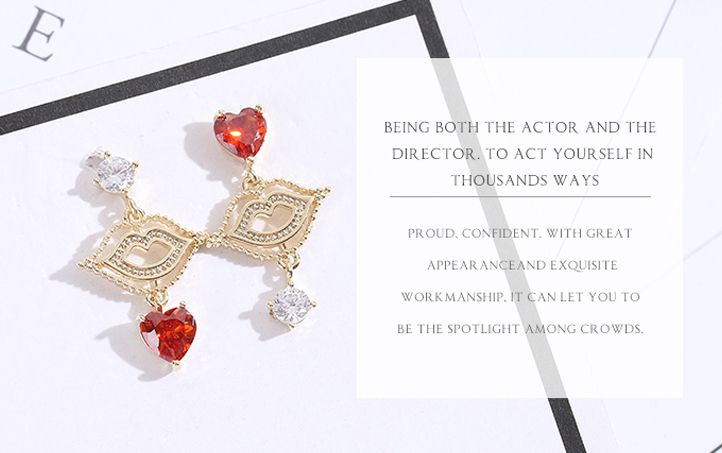 Sweet Kiss Dangle Ear Studs With Silver Pin
