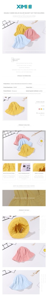 Double-Sided Solid Color Bucket Hat For Children