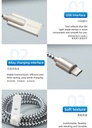 1 Meter Aluminum Foil Braided Type-C Cable (Silver and Black)