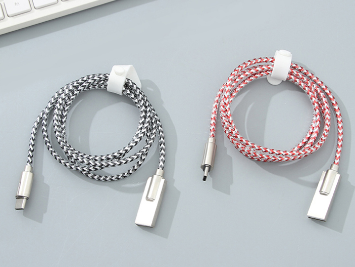 1 Meter Aluminum Foil Braided Type-C Cable (Silver and Black)