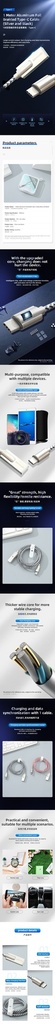 1 Meter Aluminum Foil Braided Type-C Cable (Silver and Black)