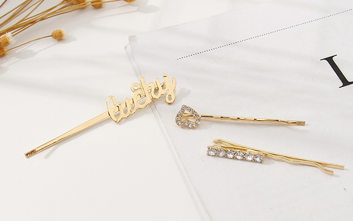 Rhinestone Heart Hairpins Set