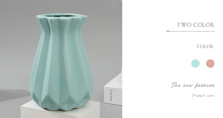 Fluted Flower Vase (Green/Pink)