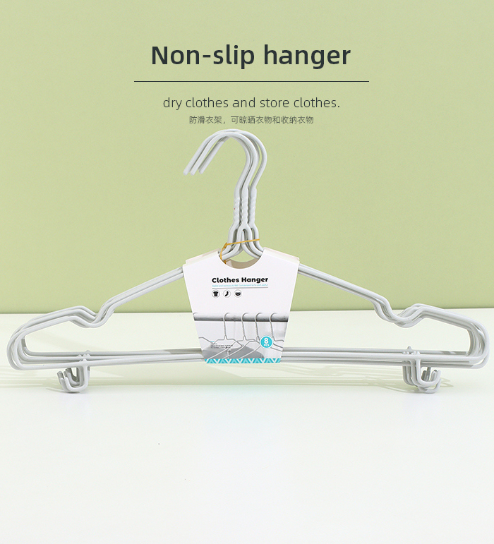 Plastic Coating Clothes Hanger with Hooks and Nonslip Bars(8-Pack)