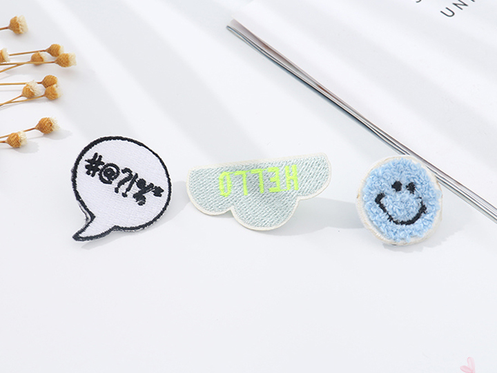 Cartoon Cloud and Smiley Face Emoticon Embroidery Badge
