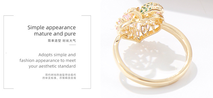 Stylish Zircon Peach Shape Ring