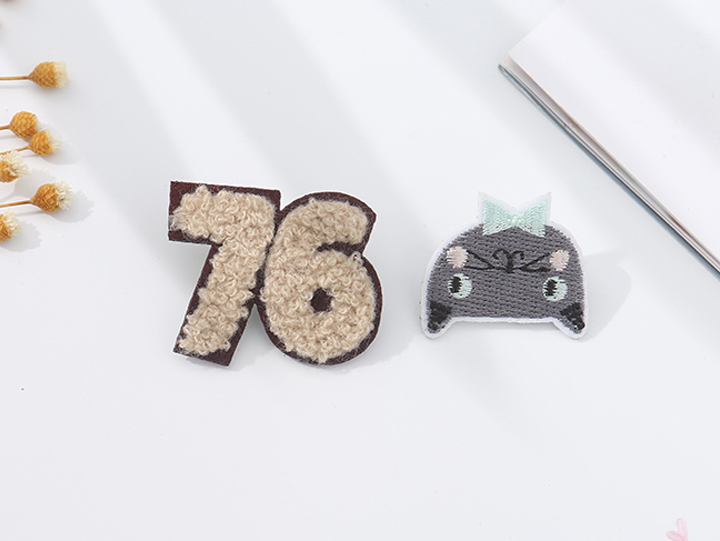 Cartoon Number and Cat Embroidery Badge