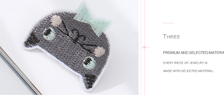 Cartoon Number and Cat Embroidery Badge