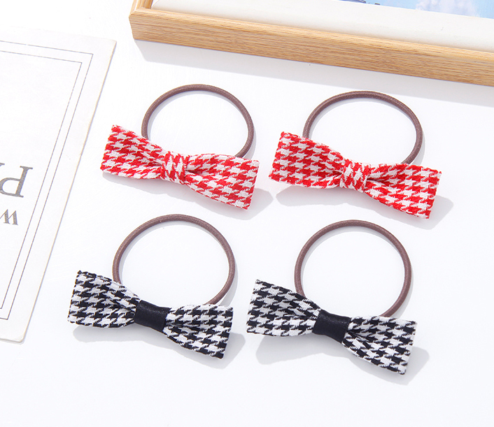 Houndstooth Bow Hair Tie Set