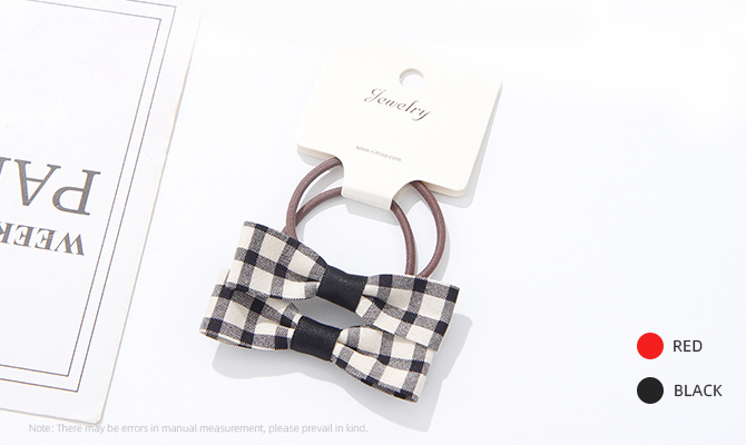 Checks Bow Hair Tie Set