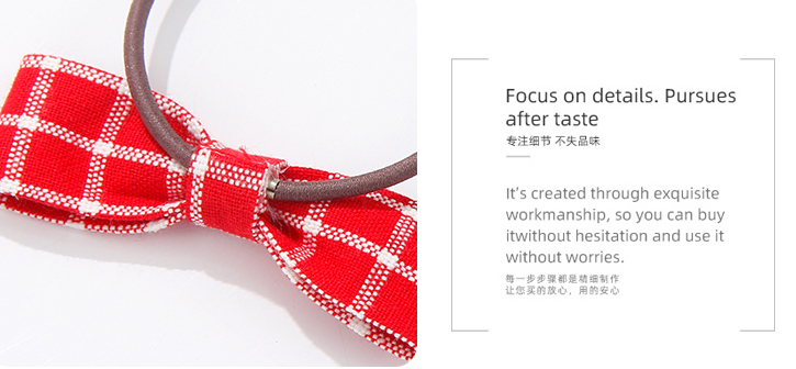 Checks Bow Hair Tie Set
