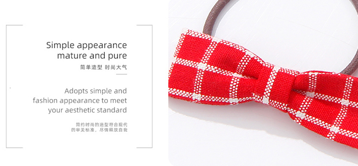 Checks Bow Hair Tie Set