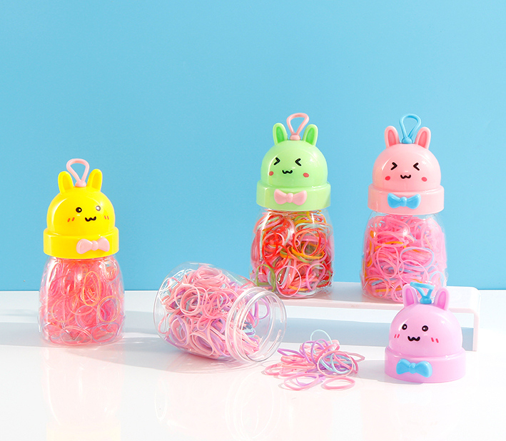Bunny Shaped Bucket Disposable Hair Tie 100 PCS