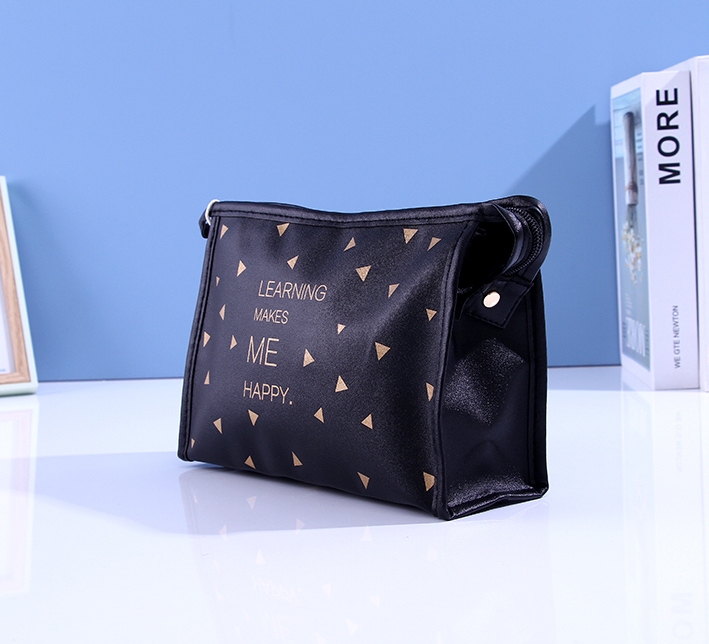 Black Triangle Printing Trapezoidal Cosmetic Bag