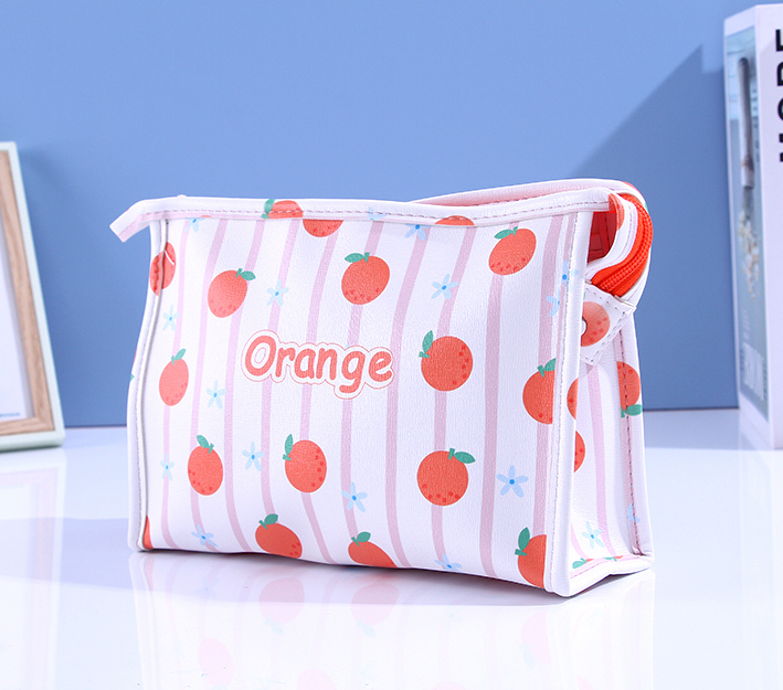Fresh Orange Trapezoidal Cosmetic Bag