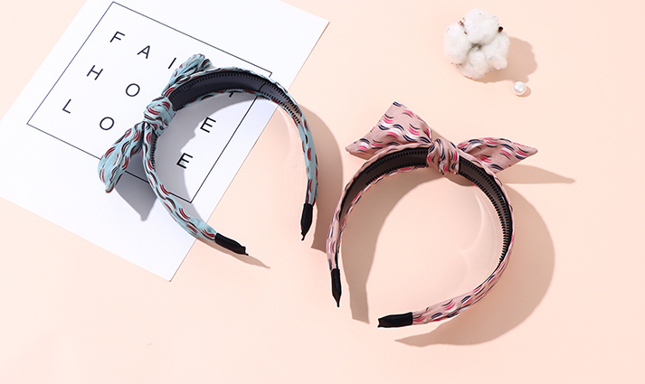 Stripes Printing Bow Tie Wide Hair Band