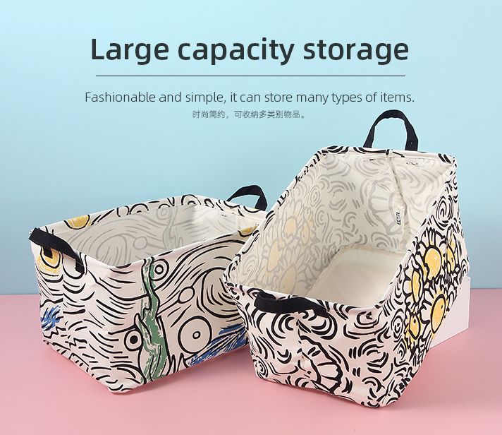 Famous Painting Series Sunflower Fabric Storage Container(White)