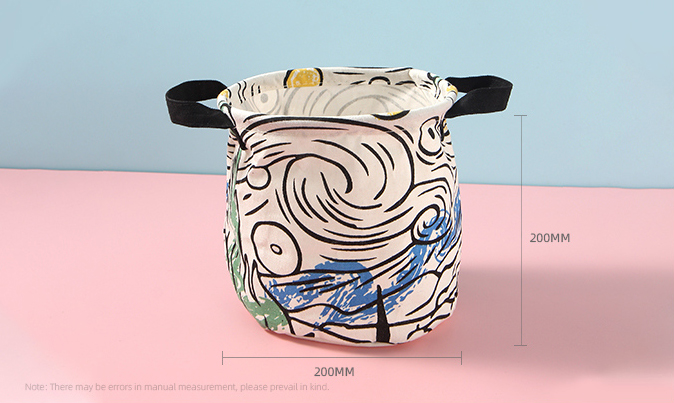 Famous Painting Series Starry Sky Cylinder Fabric Storage Container(White)