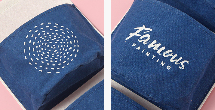Famous Painting Series Sunflower Hanging Storage Bag with 3 Pockets(Deep Blue)